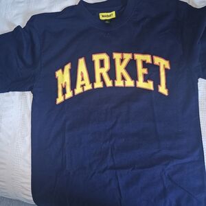 Arket Navy Blue Tee with Yellow Lettering